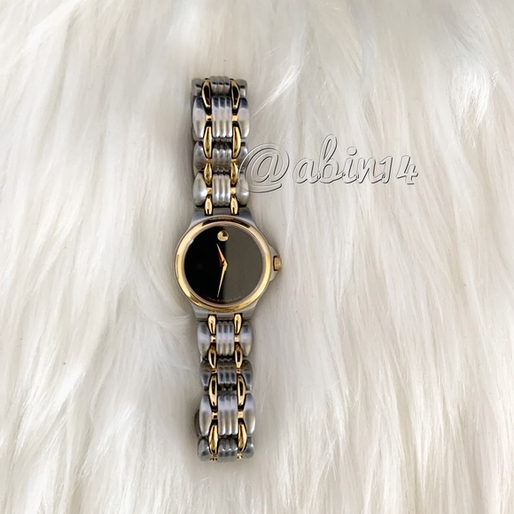 Movado 0604518 Ladies Watch Two Tone Folio Black Dial - Picture 2 of 11